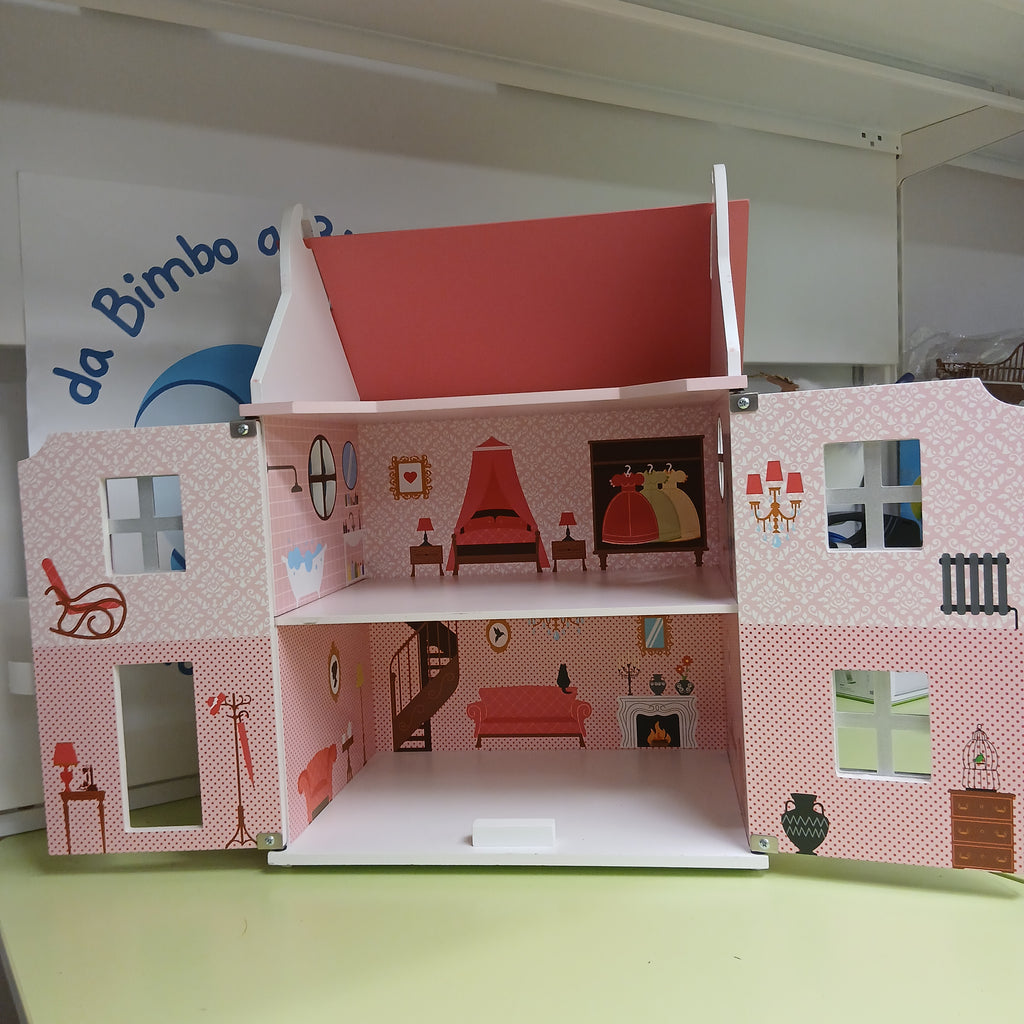 Gioco Casa Legno Janod Rosa+accessori E Famiglia
