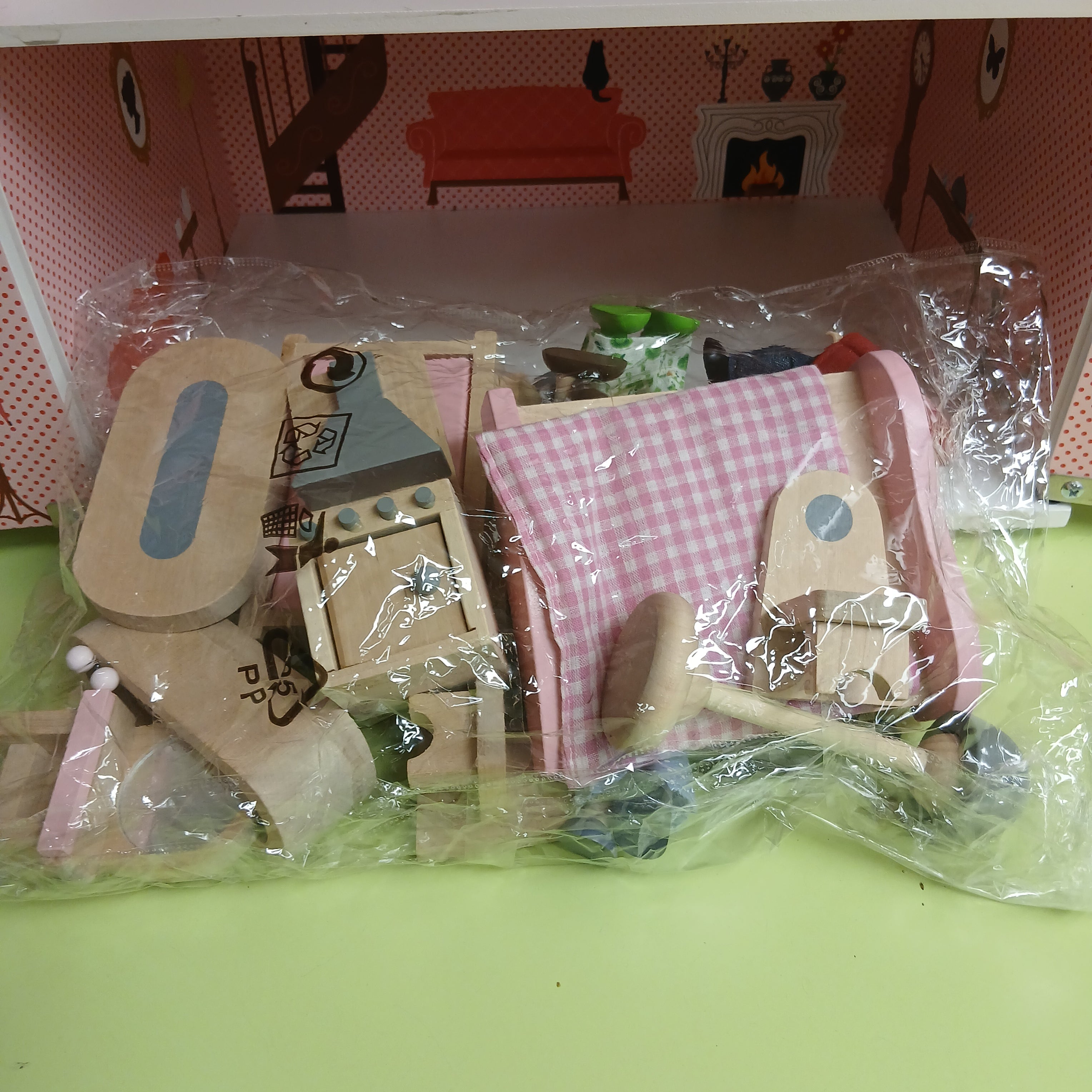 Gioco Casa Legno Janod Rosa+accessori E Famiglia