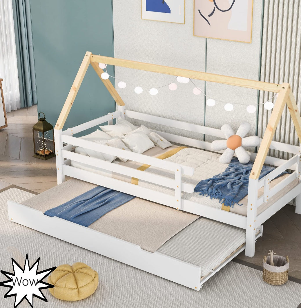 Lettino Montessori Doppio 190*90 Bianco Faggio
