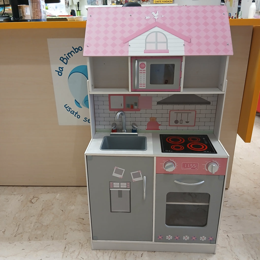 Gioco Casa E Cucina Con Accessori Grigia Rosa